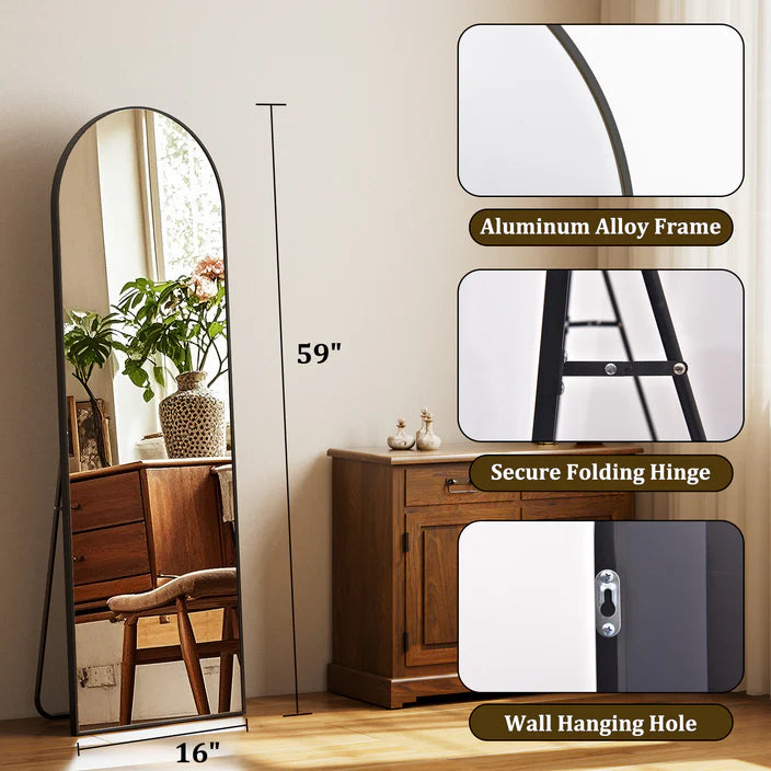 Arched Aluminum Alloy Framed Full Length Mirror