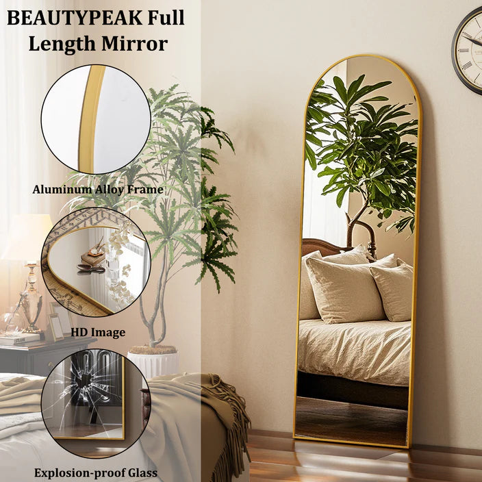 Arched Aluminum Alloy Framed Full Length Mirror