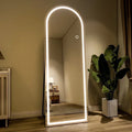 LED Arched Full Length Mirror Standing Floor Mirror,White