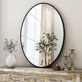 Oval Black Aluminum Alloy Framed Wall Mirror